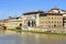 Famous Uffizi gallery on Arno embankment in Florence, Italy