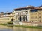 Famous Uffizi gallery on Arno embankment in Florence, Italy