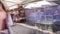 Famous Viennese Naschmarkt food market timelapse with customers stralling between the vegetable and fish stalls in