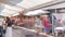 Famous Viennese Naschmarkt food market timelapse with customers stralling between the vegetable and fish stalls in