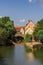 Famous view of old town on Pegnitz River Nuremberg in Franconia, Bavaria, Germany. Beautiful panoramic view of