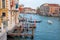 Famous view on Venice, Italy. Venezia cityscape. Venice Grand Canal with boats