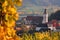 Famous vineyard with church in Spitz, Wachau, Austria