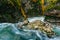 The famous Vintgar gorge Canyon with wooden pats,Bled,Triglav,Slovenia,Europe