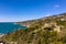 The famous Vorontsov Palace and the park on the Black Sea coast, Alupka, Crimea. Aerial shot