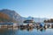 Famous water castle, called Schloss Orth and harbour, at Traunsee lake, Gmunden Salzkammergut austria