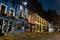 Famous West Bow street with a lot of shops in Edinburgh during the night