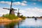Famous windmills in Kinderdijk museum in Holland.