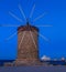 The famous windmills at Mandraki Harbour, Rhodes Greece