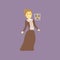 Famous woman scientist - Marie Curie. Discoverer of two radioactive elements radium and polonium. Cartoon character in