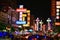 Famous Yaowarat Road at Night or Chinatown Bangkok with Chinese Neon Signs