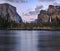 Famous Yosemite Valley in the Yosemite National Park, Sierra Nevada, California