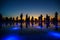 The famous Zadar city monument - The greeting of the sun where people watch beautiful sunset over the sea