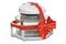 Fan-assisted oven with ribbon and bow, gift concept. 3D rendering