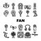 Fan Electronic Cooling Device Icons Set Vector