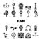 Fan Electronic Cooling Device Icons Set Vector