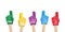Fan foam fingers with hands set. Hands up with glove with number one red, green, yellow, violet and blue color