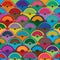 Fan half circle colorful seamless pattern
