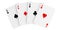 A fan of playing cards consisting of four Ace of Spades, Diamonds, Clubs, Hearts. 3d rendering Illustration of all the