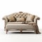 Fanciful Romanticism: 3d Tan Leather Couch With Ottoman