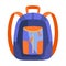 Fancy blue and orange backpack on white background