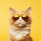 Fancy cat wearing tinted glasses, Ginger cat Creative Concept, AI Generated, Closeup portrait of Funny ginger cat