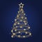 Fancy christmas tree made of jewelry gold and silver chains, shiny ball beads