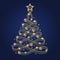 Fancy christmas tree made of jewelry gold and silver chains, shiny ball beads