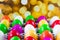 Fancy or colorful of egg in spawn box with yellow bokeh light ba