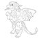 Fancy dragon on white background. Contour illustration for coloring book with fantasy reptile. Anti stress picture. Line art