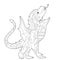 Fancy dragon on white background. Contour illustration for coloring book with fantasy reptile. Anti stress picture. Line art