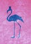 Fancy flamingo wear crown blue minimalist silhouette, cute pattern and wallpaper. Creative artwork with vibrant color. Poster for