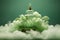 fancy glass perfume bottles in green clouds, Generative AI