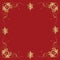 Fancy Gold Snowflakes on Red Holiday Accent Tile