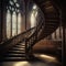 Fancy gothic curved staircase. AI Genrated