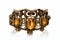 Fancy handmade golden bracelet with three owls