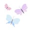 Fancy little pastel-colored butterflies in simple flat style vector illustration, symbol of spring, Easter holidays celebration de
