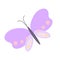 Fancy little pastel-colored butterfly in simple flat style vector illustration, symbol of spring