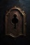 fancy old Victorian keyhole. Intricate details. Black background.