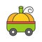 Fancy pumpkin car, Halloween related icon, filled outline design