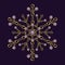 Fancy snowflake made of jewelry gold chains, shiny ball beads, purple gemstones