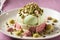 Fancy Spumoni Ice Cream dessert with Pistachio Nuts
