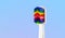 Fancy toothbrush with multicolored bristles. Bristles in all colors of the rainbow. Rainbow toothbrush with white knob