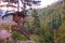 Fancy tree house with a view of a valley