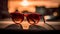 Fancy trendy modest red color reflective lens man or woman fashionable attractive sun glasses at the beach, lost and found concept