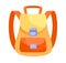 Fancy yellow and orange backpack on white background