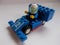 Fanmade blue Lego single seater open-wheel racing car