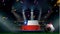 Fans hold the flag of Chile among silhouette of crowd audience in soccer stadium with confetti to celebrate football game. Concept