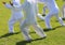 fans of martial arts with white silk dress during the concentrat