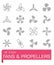 Fans and propellers icon set